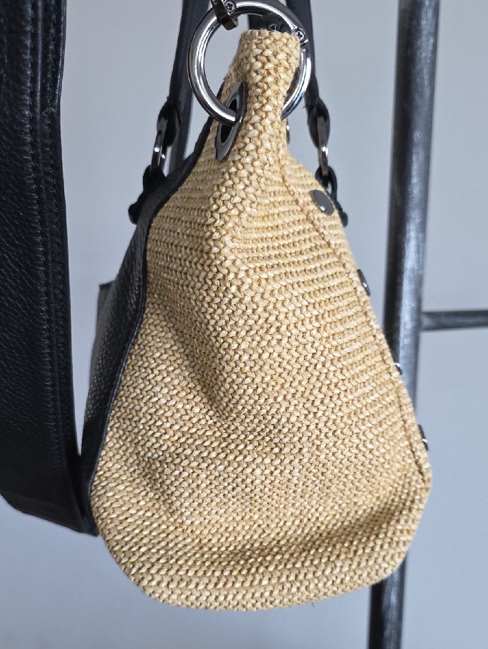 HAMMIT Daniel Chaparral Raffia Gunmetal Leather Bag - Picture 9 of 15